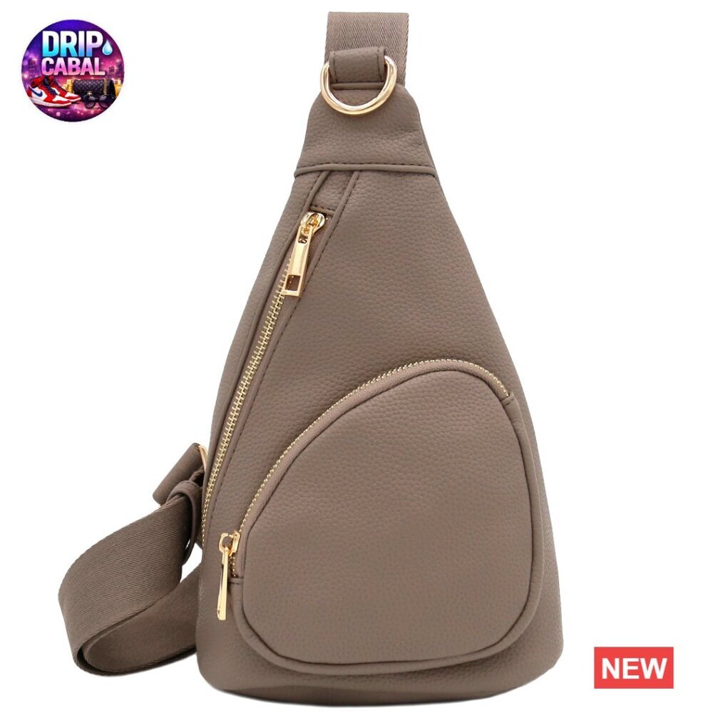 Faux Leather Crossbody Sling Bag with Adjustable Strap